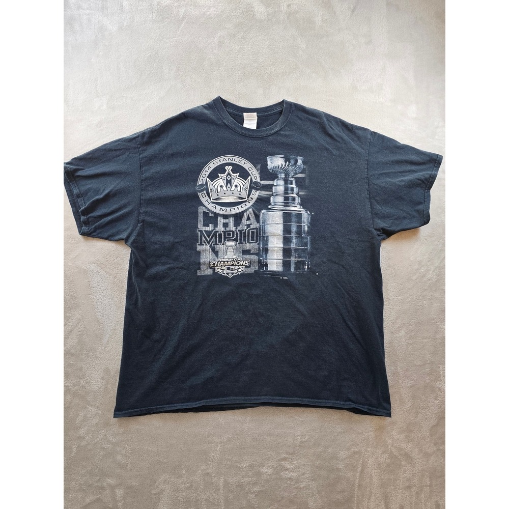 Los Angeles Kings T Shirt Men 2XL XXL Black 2014 Stanley Cup Champions NHL *Read